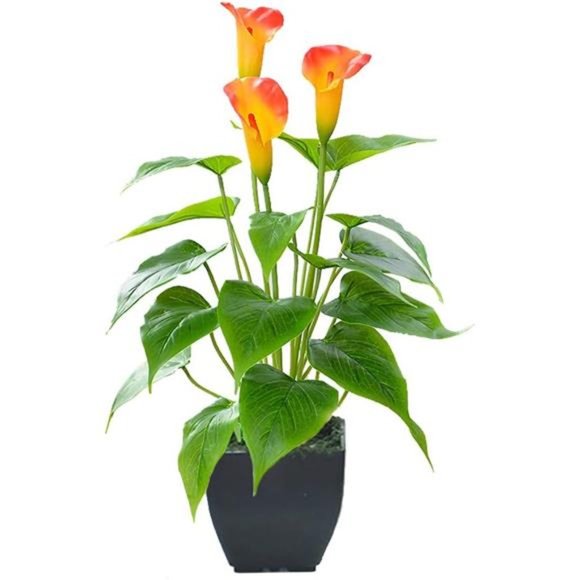 Artificial Flower Plants Calla Lily Faux Small Potted Plant with Black Pot Fake - Picture 1 of 6
